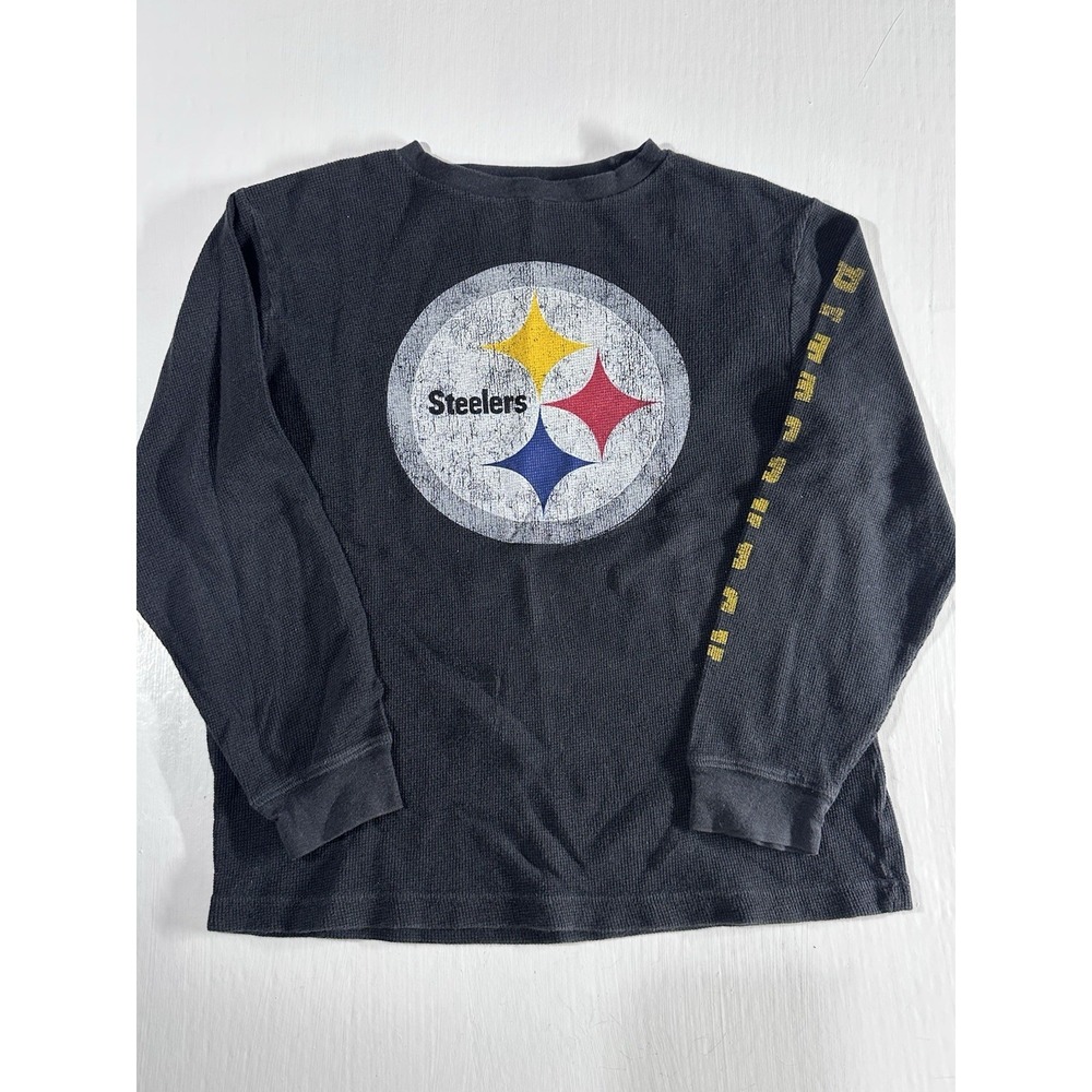 Old Navy Long Sleeve Waffle Knit Thermal Shirt Youth Sz M Pittsburgh Steelers